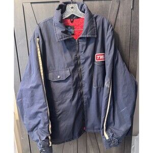 Vintage TWA Jacket Mens XL Trans World Airlines Tarmac 80s Union Made Zip Up